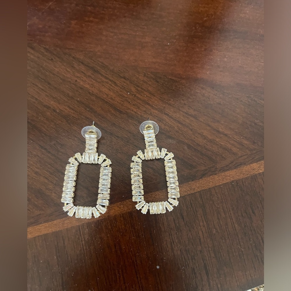 Zaxie Baguette Crystal Square Earrings. Only worn once